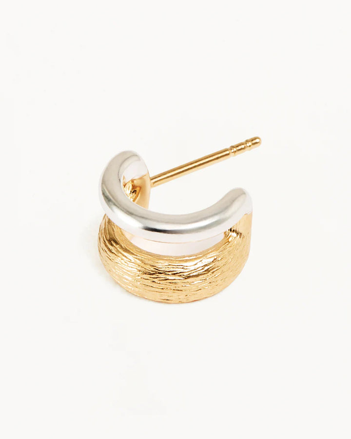 By Charlotte Two-Tone Shield Hoops - 18k Gold Vermeil