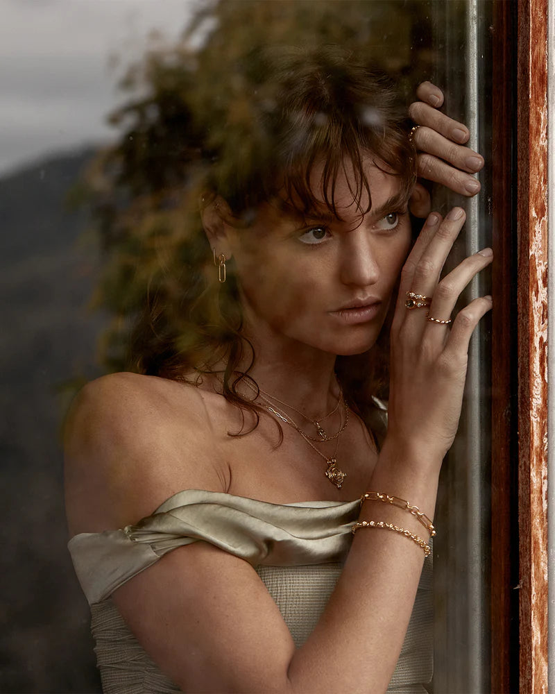 By Charlotte Shield Drop Earrings - 18k Gold Vermeil