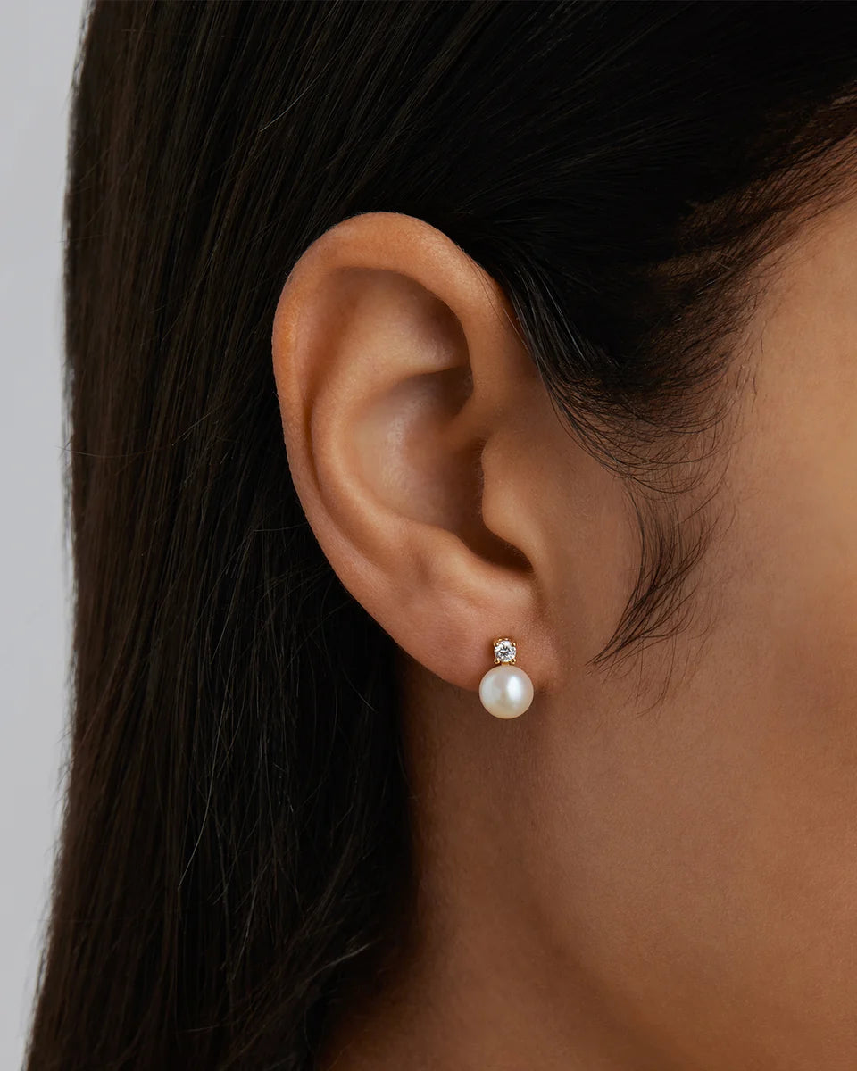 By Charlotte Moments With You Pearl Stud Earring 18k Gold Vermeil