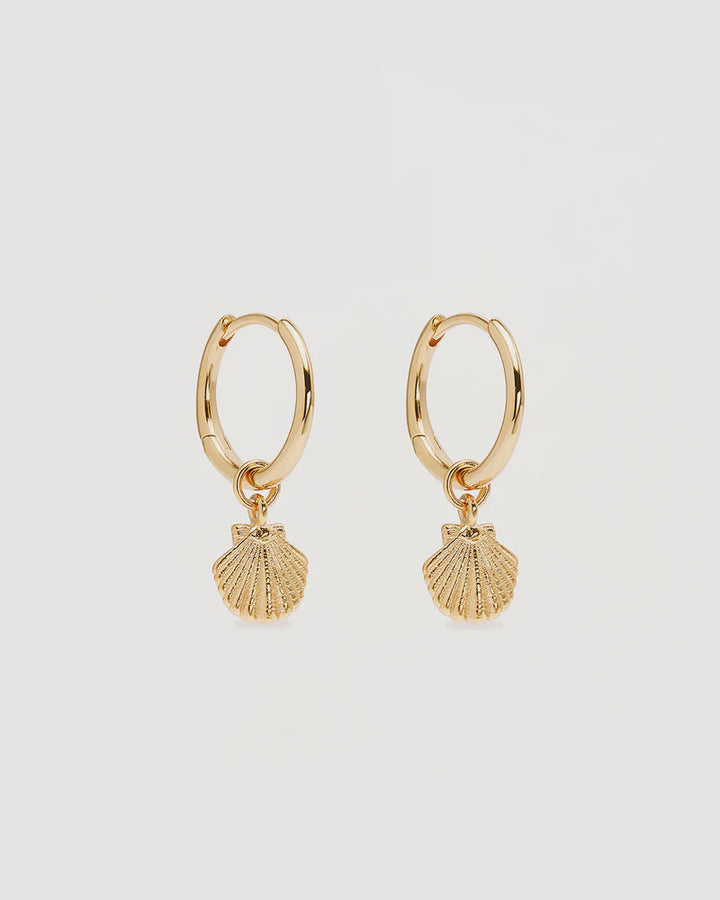 By Charlotte Gold By The Shore Shell Hoops - 18k Gold Vermeil