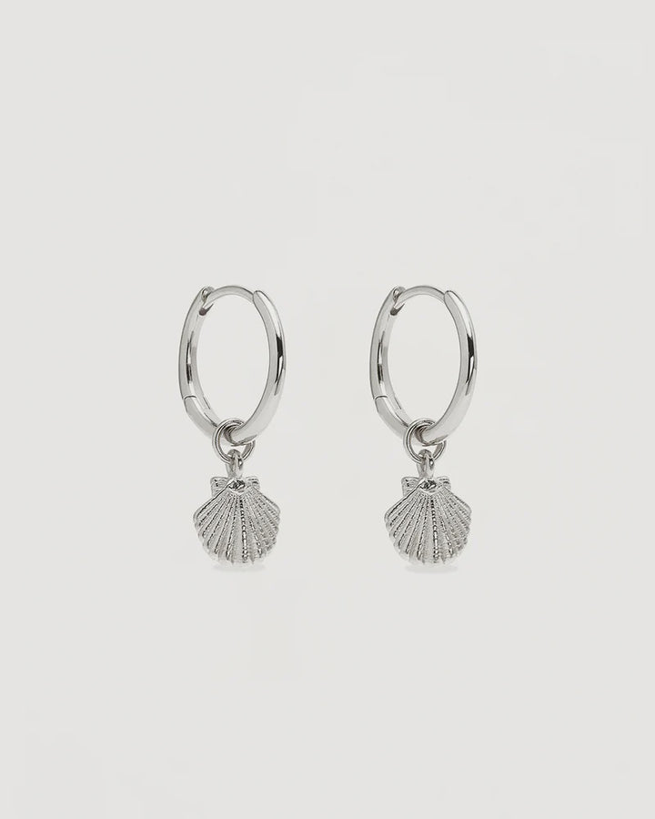 By Charlotte Silver By The Shore Shell Hoops - Sterling Silver