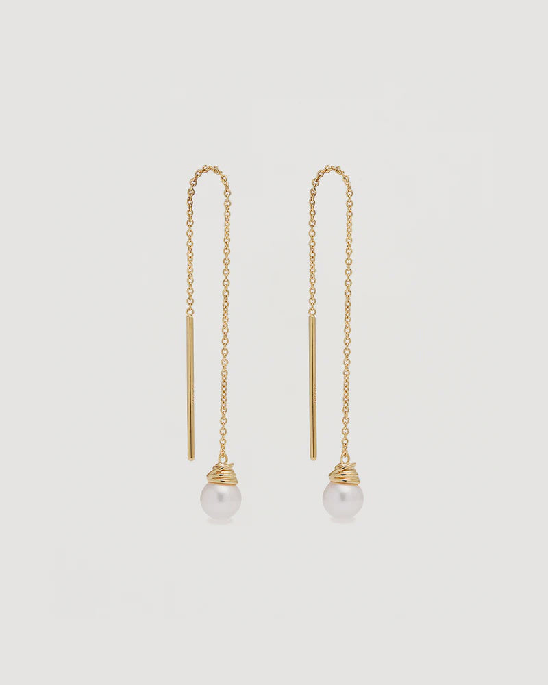 By Charlotte Whispers Of Tranquility Pearl Thread Earrings - 18k Gold Vermeil