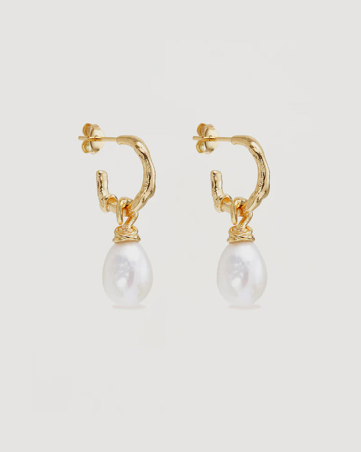 By Charlotte Whispers Of Tranquility Pearl Hoop Earrings - 18k Gold Vermeil