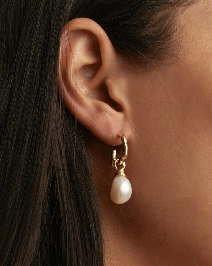 By Charlotte Whispers Of Tranquility Pearl Hoop Earrings - 18k Gold Vermeil