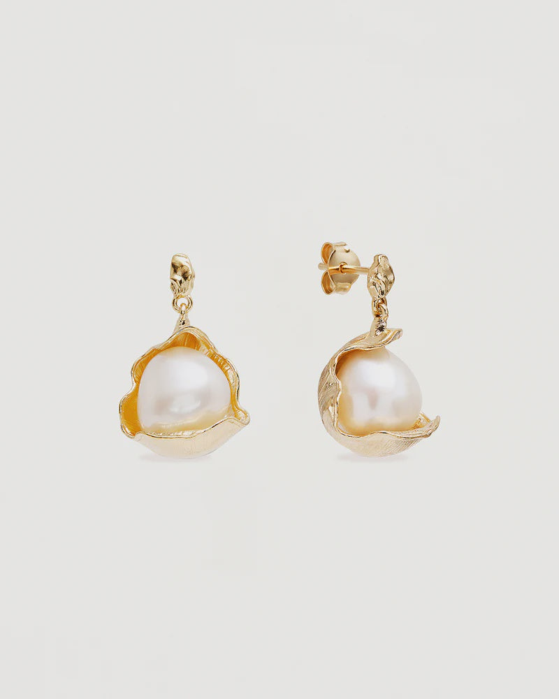 By Charlotte A Place To Dream Pearl Drop Earrings - 18k Gold Vermeil