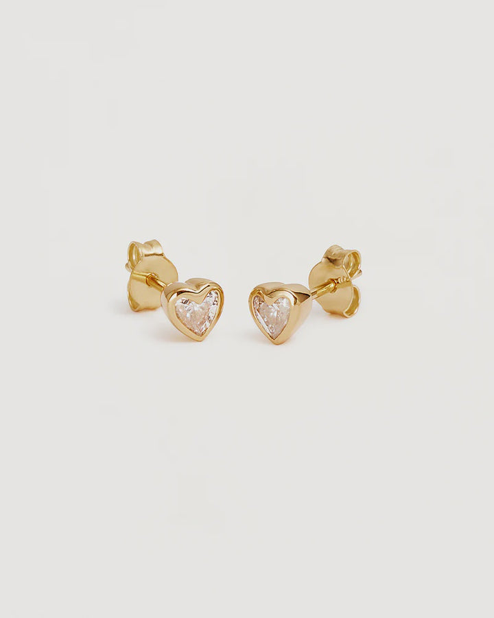 By Charlotte Radiant Heart Stud Earrings - 18k Gold Vermeil
