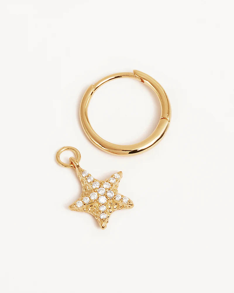 By Charlotte Gold By The Sea Crystal Starfish Hoops - 18k Gold Vermeil