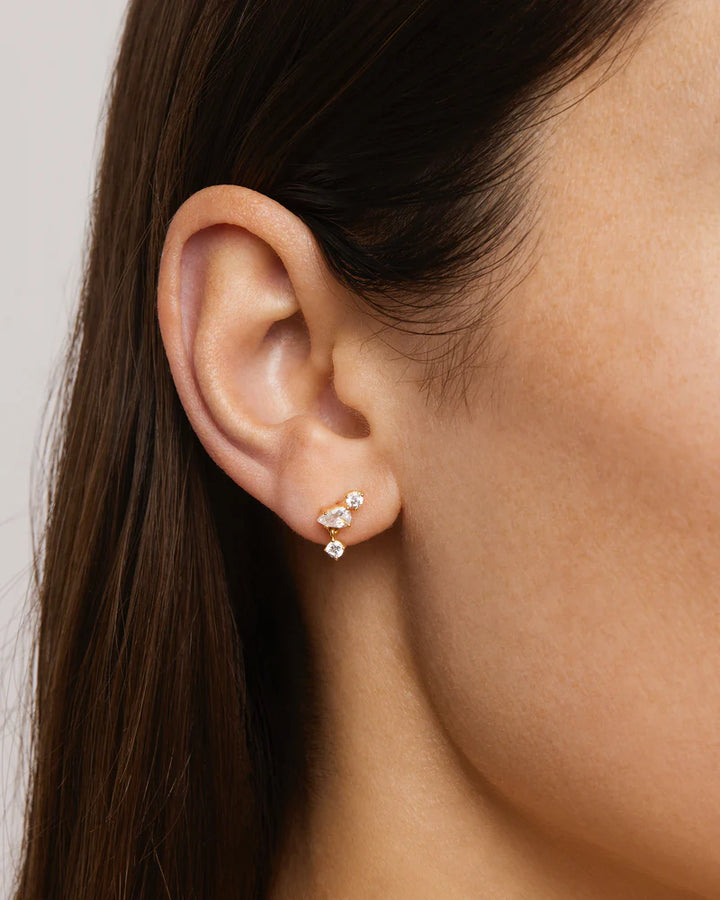 By Charlotte 18k Gold Vermeil No Rain, No Flowers Stud Earrings