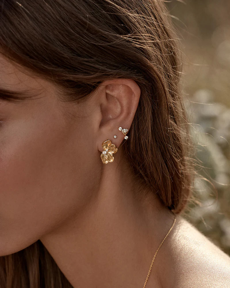 By Charlotte 18k Gold Vermeil No Rain, No Flowers Stud Earrings