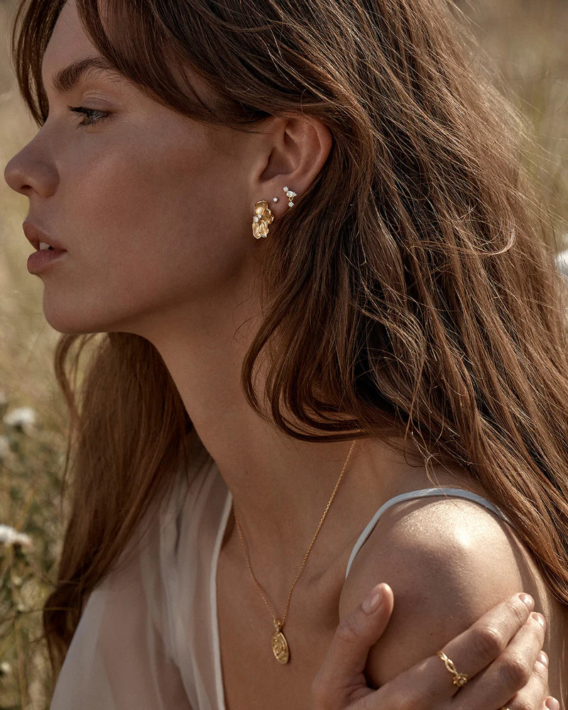 By Charlotte 18k Gold Vermeil No Rain, No Flowers Stud Earrings