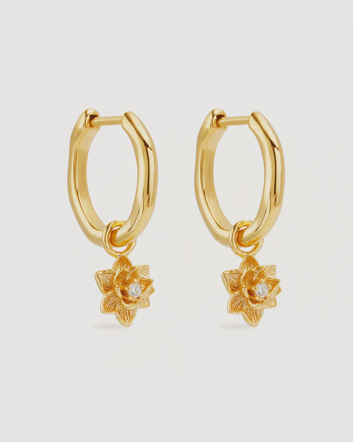 By Charlotte 18k Gold Vermeil Bloom Within Lotus Hoops
