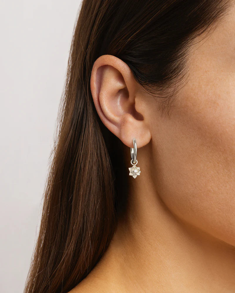 By Charlotte Sterling Silver Bloom Within Lotus Hoops