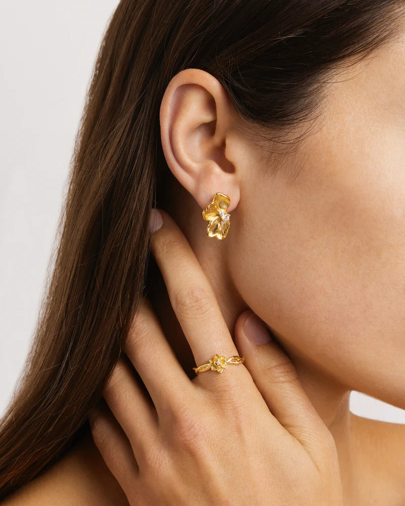 By Charlotte Serene Lotus Statement Earrings - 18k Gold Vermeil