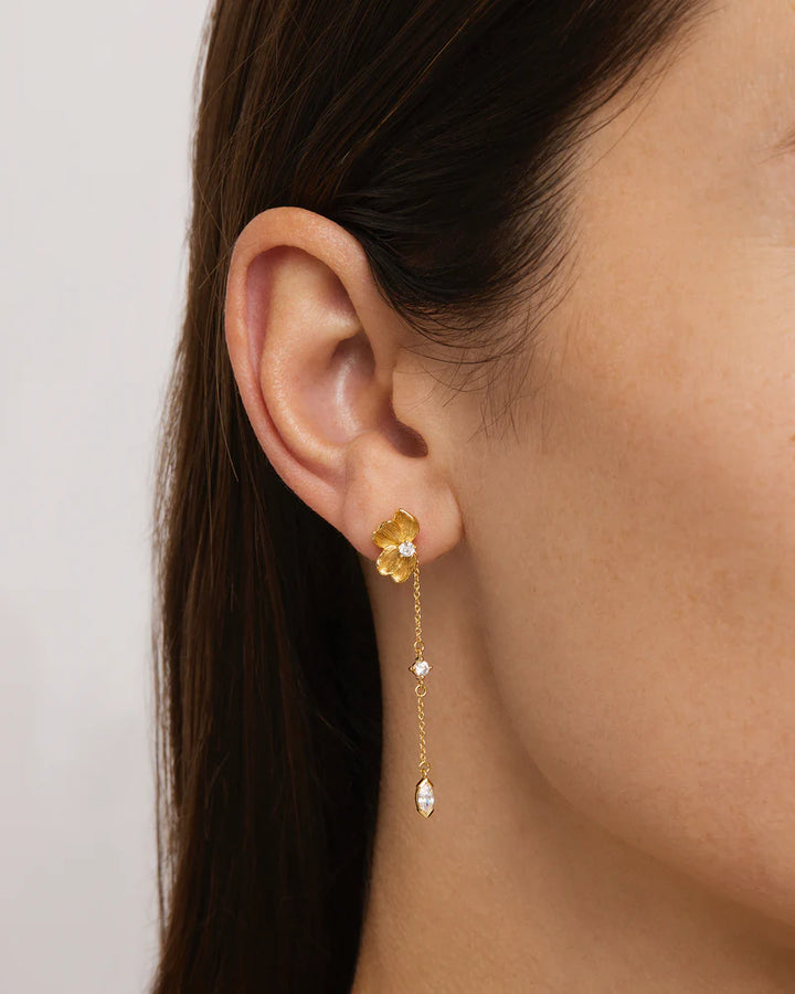 By Charlotte 18k Gold Vermeil Serene Lotus Chain Earrings