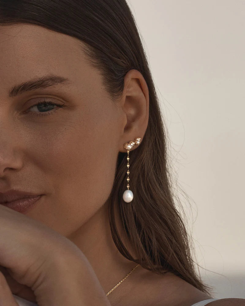 By Charlotte Love In Stillness Pearl Stud Earrings - 18K Gold Vermeil