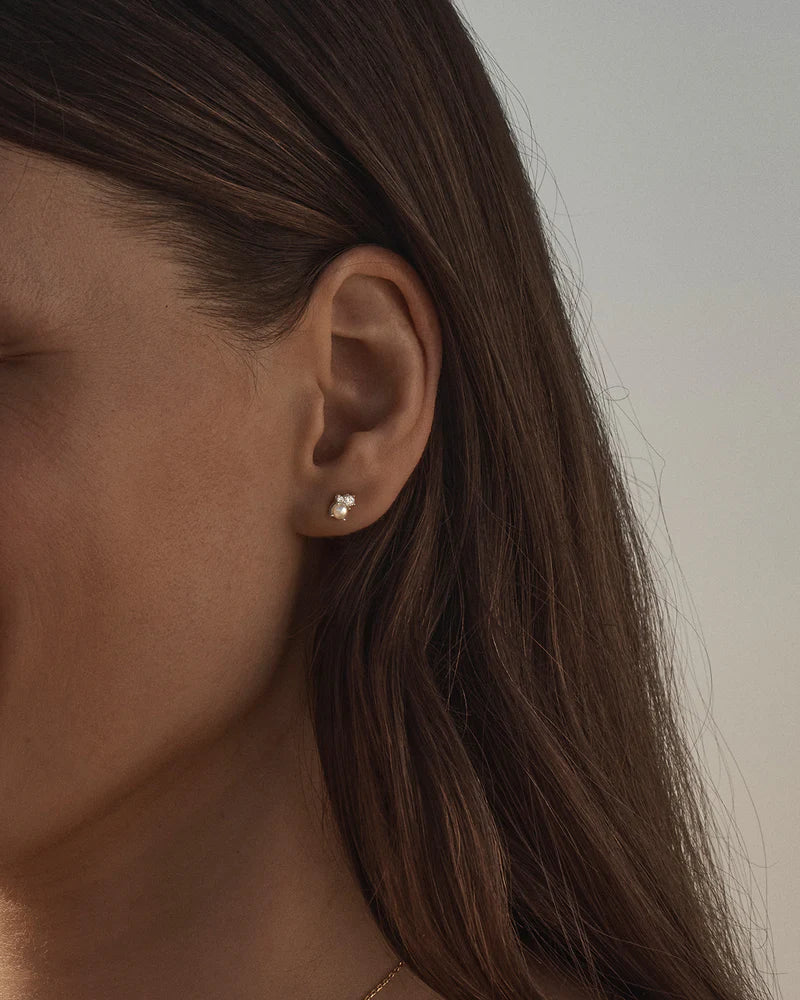 By Charlotte Love In Stillness Pearl Stud Earrings - 18K Gold Vermeil