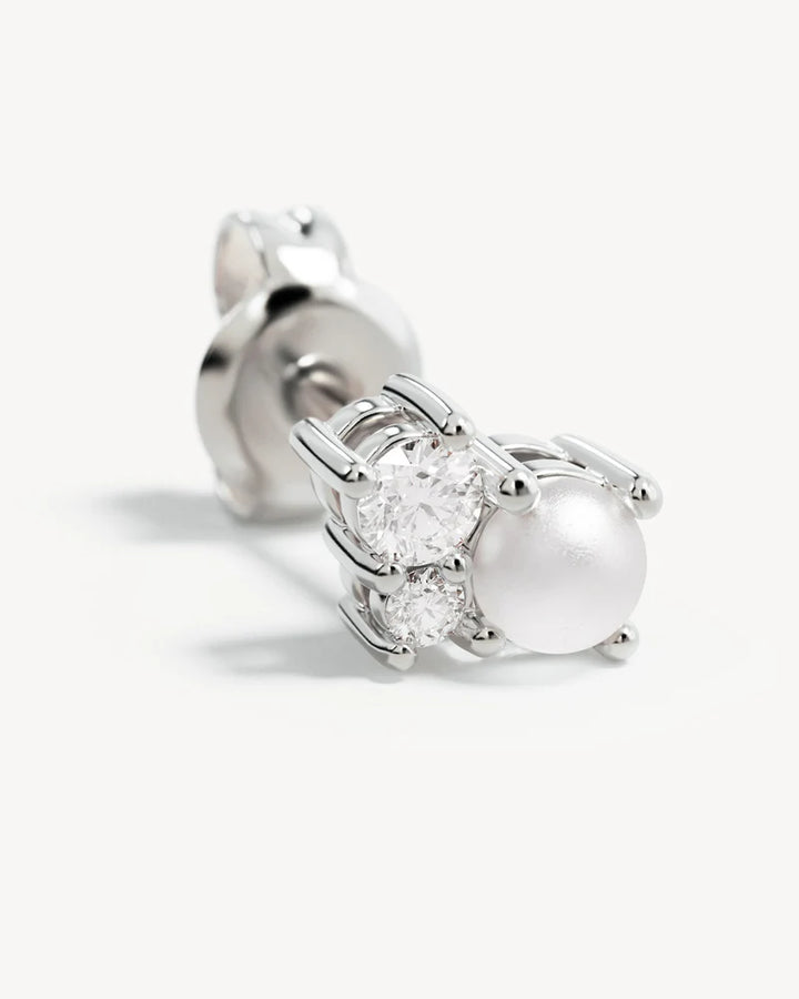 By Charlotte Love In Stillness Pearl Stud Earrings - Sterling Silver