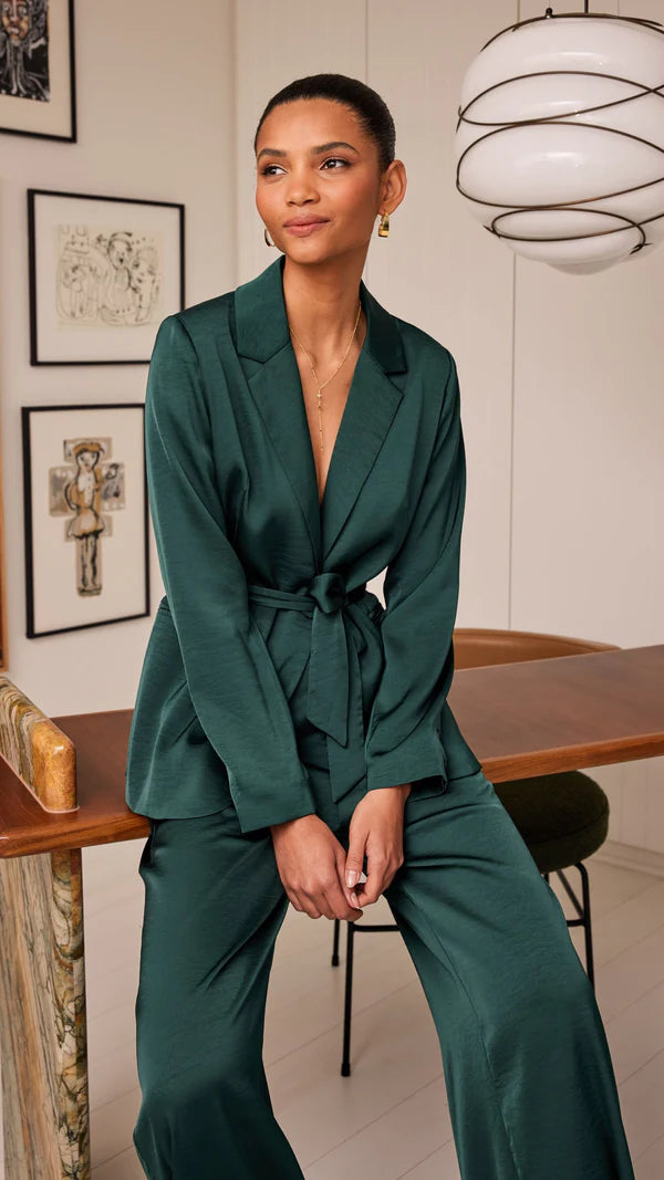 Minkpink Erin Belted Blazer - Emerald Green