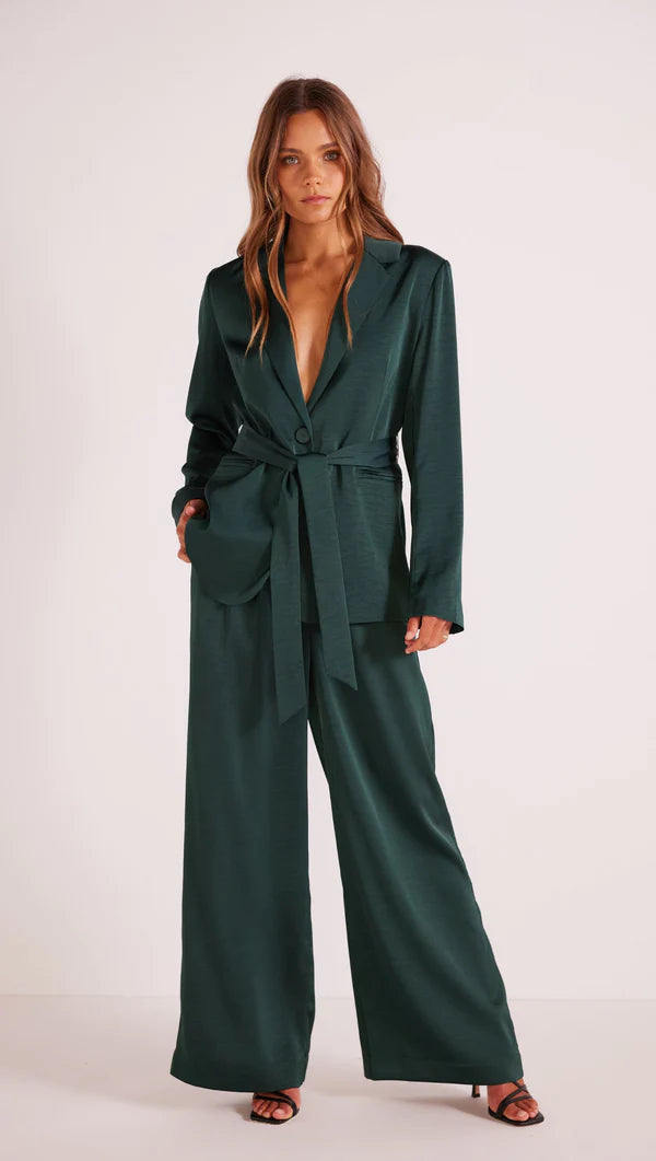 Minkpink Erin Belted Blazer - Emerald Green