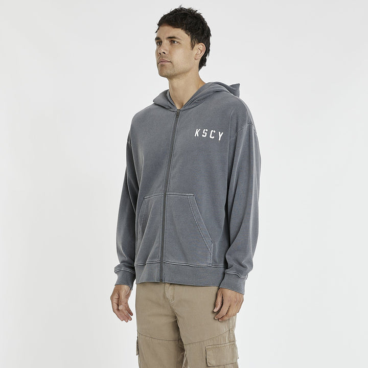 Kiss Chacey Evolution Relaxed Zip Front Hooded Sweater - Pigment Castlerock