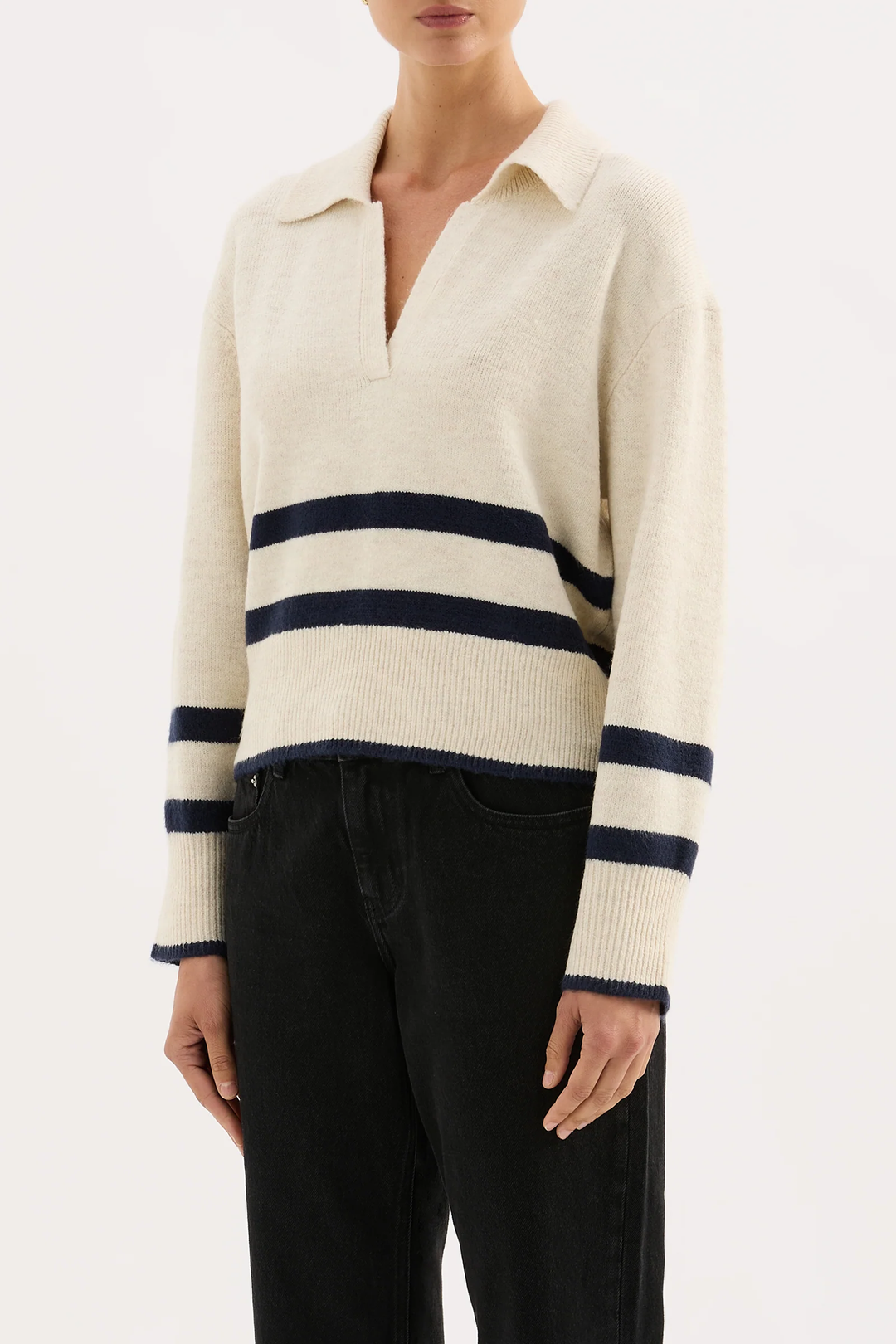 Nude Lucy Archer Rugby Knit - Cloud Stripe