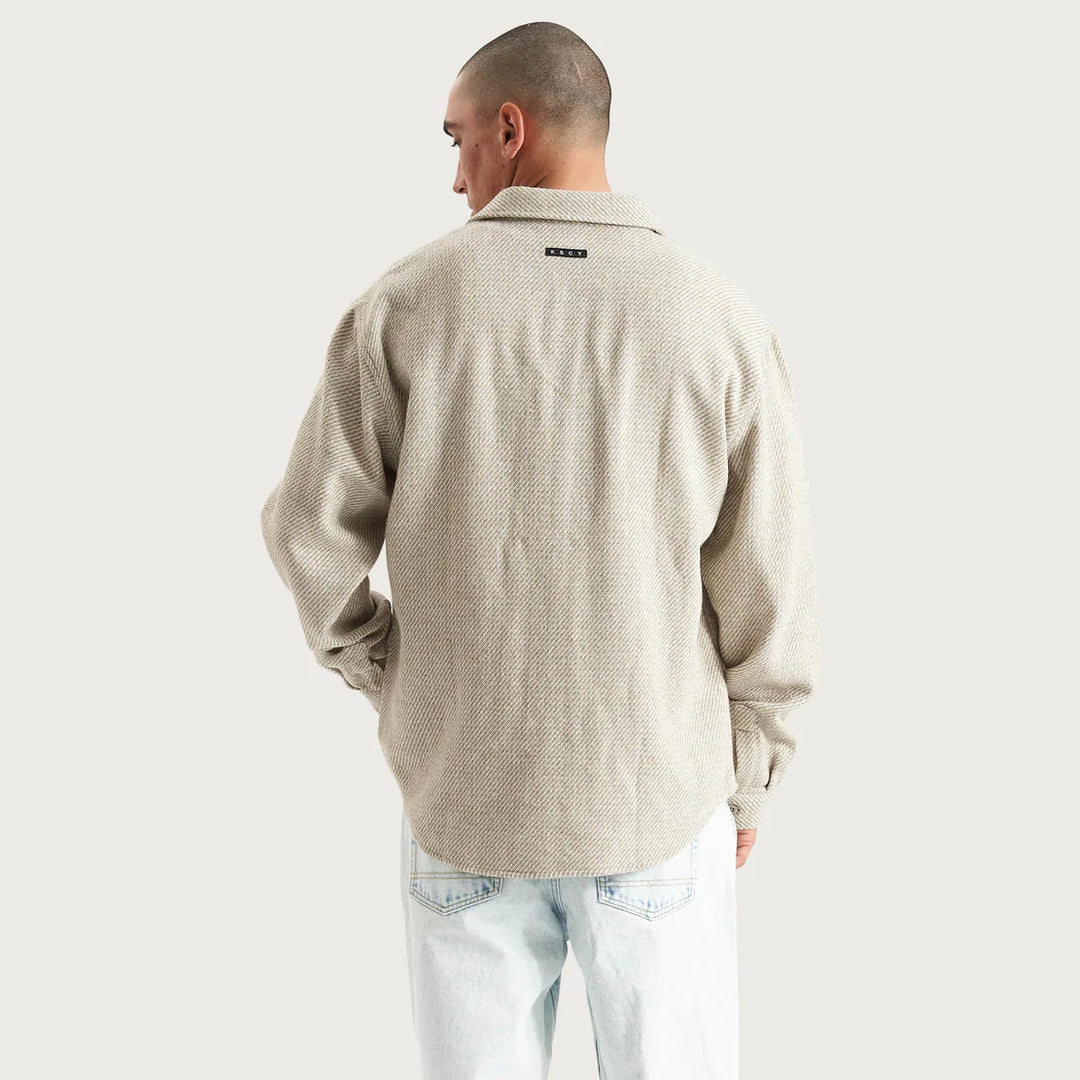 Kiss Chacey Firestone Dropped Shoulder Relaxed Overshirt - Cream/Tan