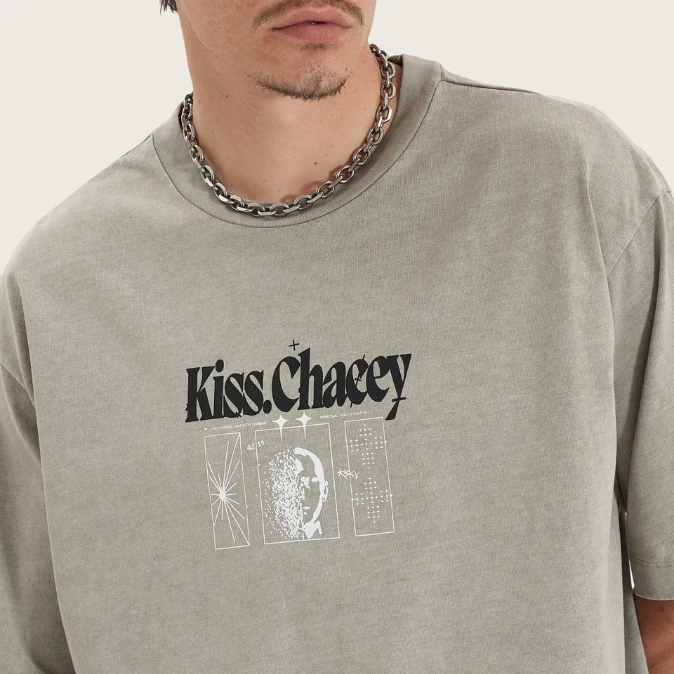 Kiss Chacey Framed Game Heavy Oversized Tee- Elephant Grey