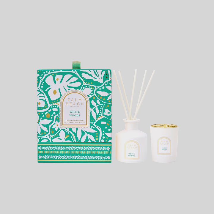 Palm Beach Collection Mini Candle & Diffuser Set - White Woods