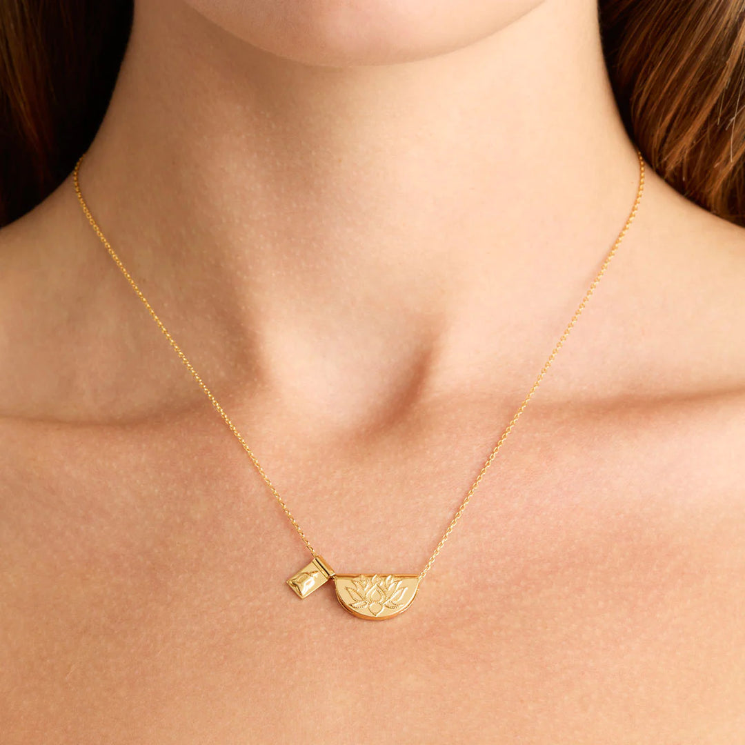 By Charlotte Lotus and Little Buddha Necklace - 18k Gold Vermeil