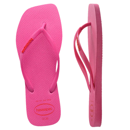 Havaianas Slim Square Logo Pop Up Flux Female Thongs - Pink