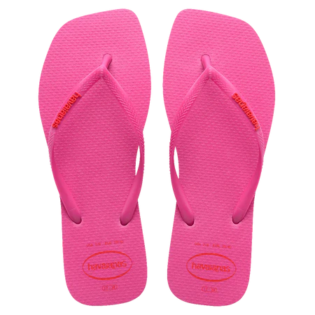 Havaianas Slim Square Logo Pop Up Flux Female Thongs - Pink