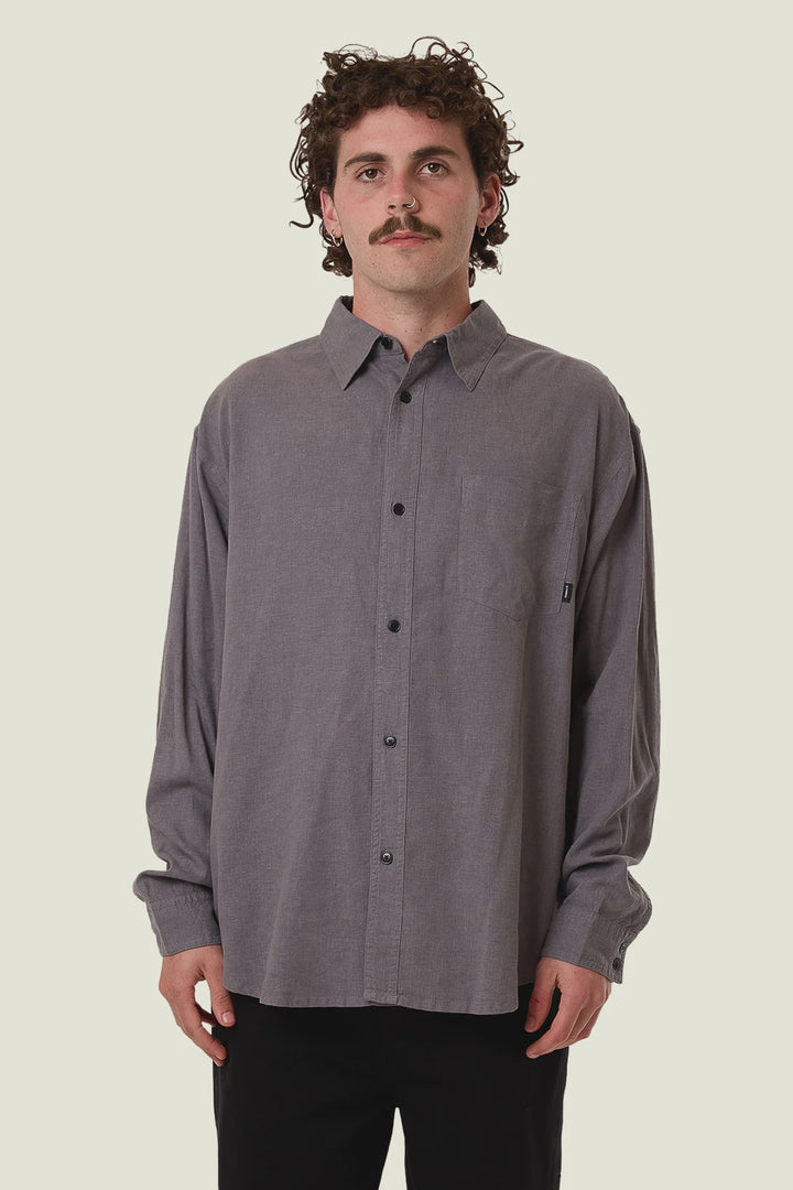 Thrills Hemp Thrills Oversize Long Sleeve Shirt - Grey Ash
