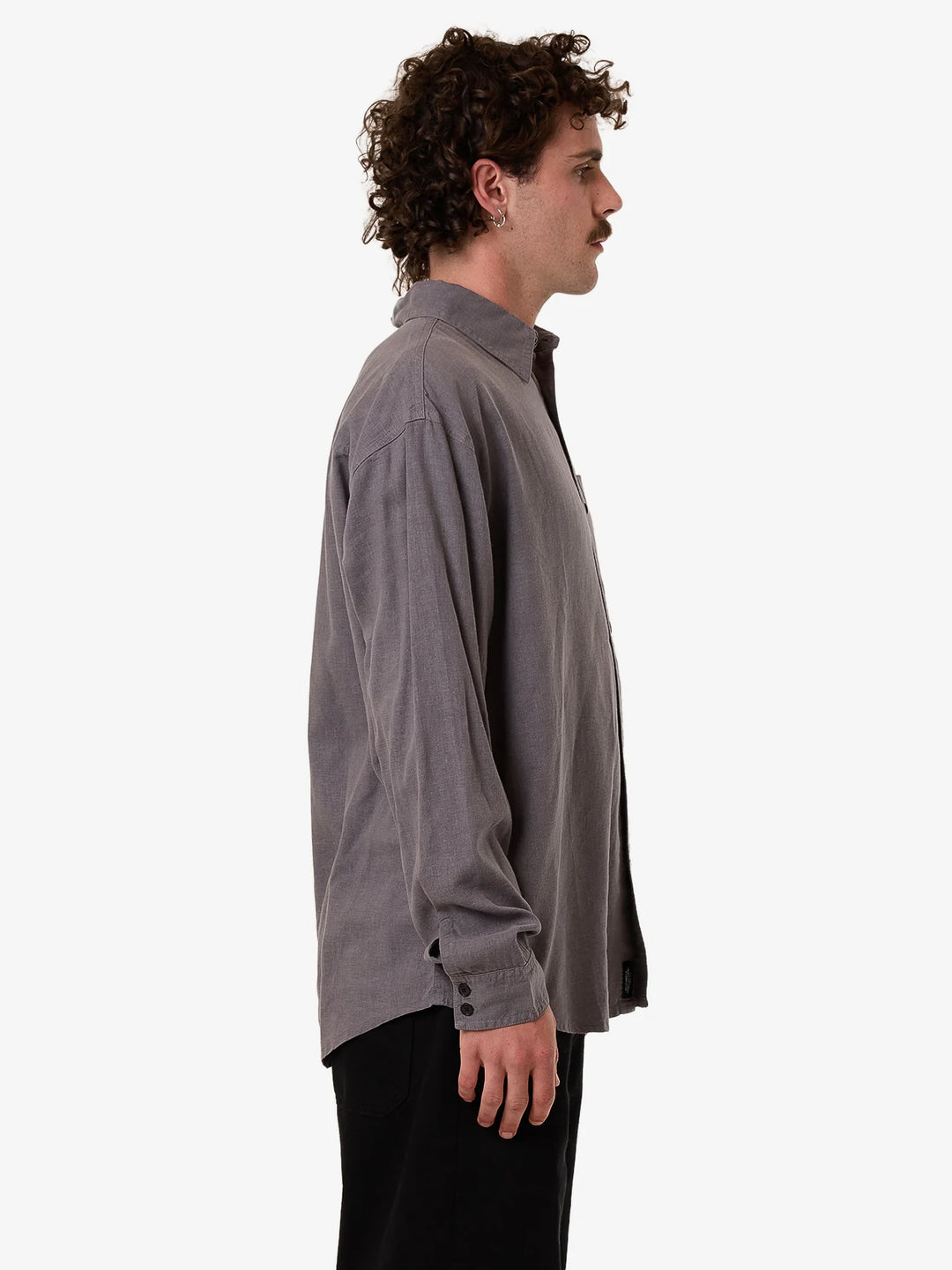 Thrills Hemp Thrills Oversize Long Sleeve Shirt - Grey Ash