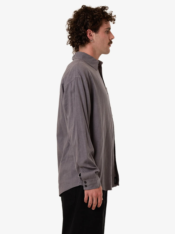 Thrills Hemp Thrills Oversize Long Sleeve Shirt - Grey Ash
