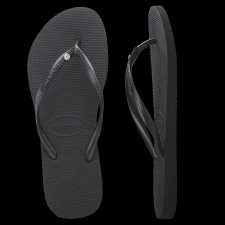Havaianas Slim Crystal Female Thongs-Black