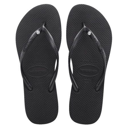 Havaianas Slim Crystal Female Thongs-Black