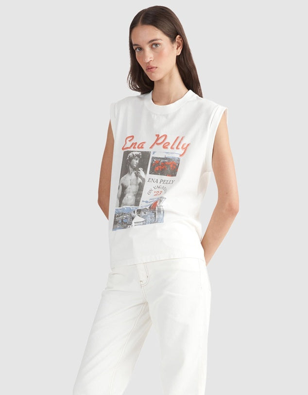 Ena Pelly On Vacation Tank- Vintage White