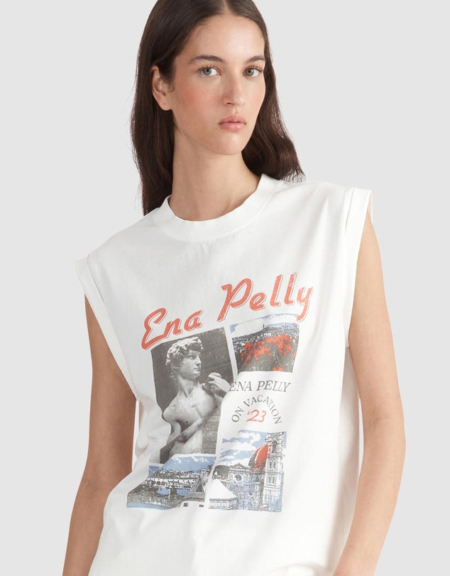 Ena Pelly On Vacation Tank- Vintage White
