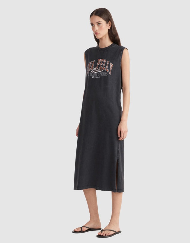 Ena Pelly Studios Collegiate Tank Dress- Vintage Black
