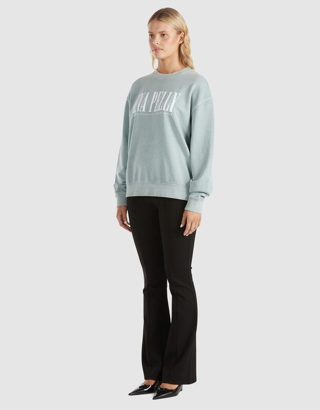 Ena Pelly Lilly Oversized Sweater City Logo- Seafoam Wash