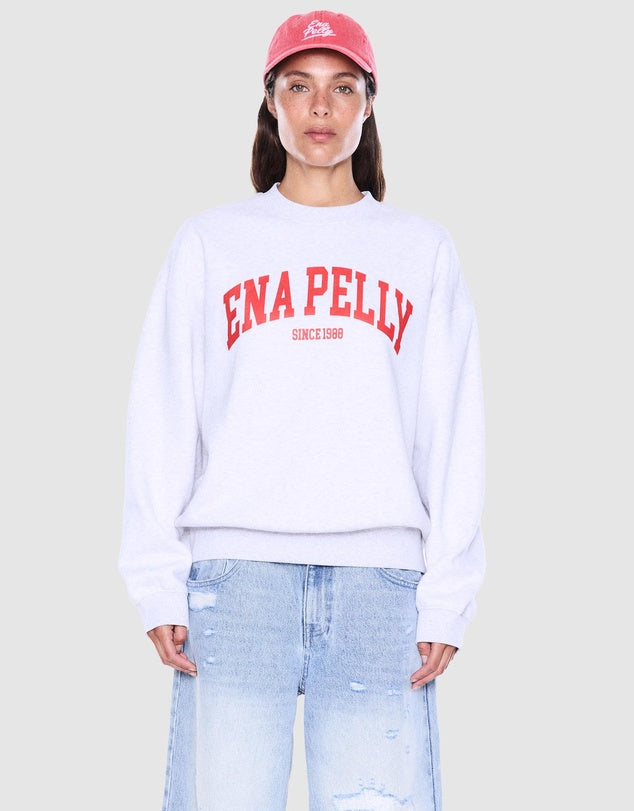 Ena Pelly Mila Oversized Sweater - White Marle