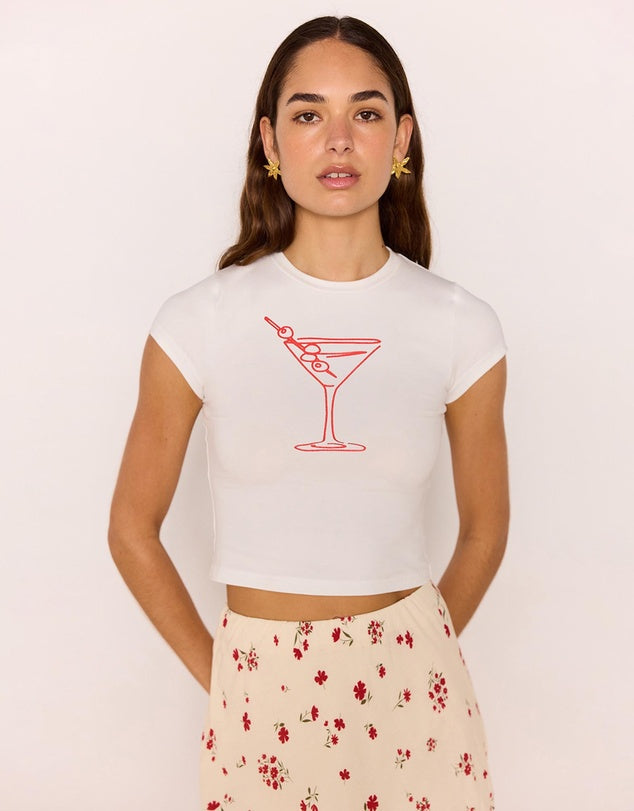 MinkPink Martini Baby Tee - White/Red
