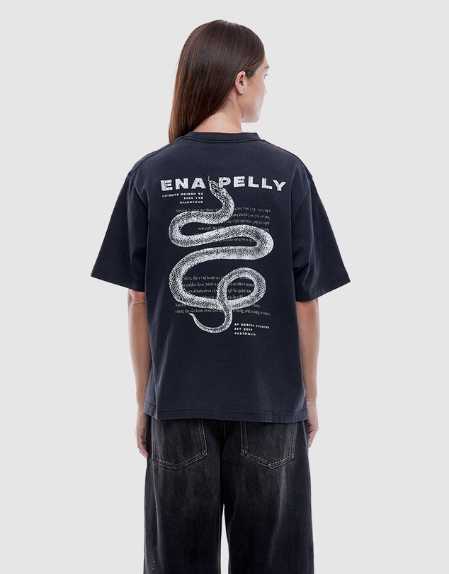Ena Pelly Vintage Snake Tee - Vintage Black