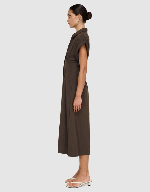 Staple The Label Lucienne Midi Shirtdress - Dark Olive