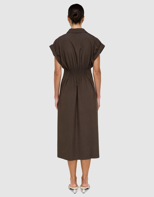 Staple The Label Lucienne Midi Shirtdress - Dark Olive