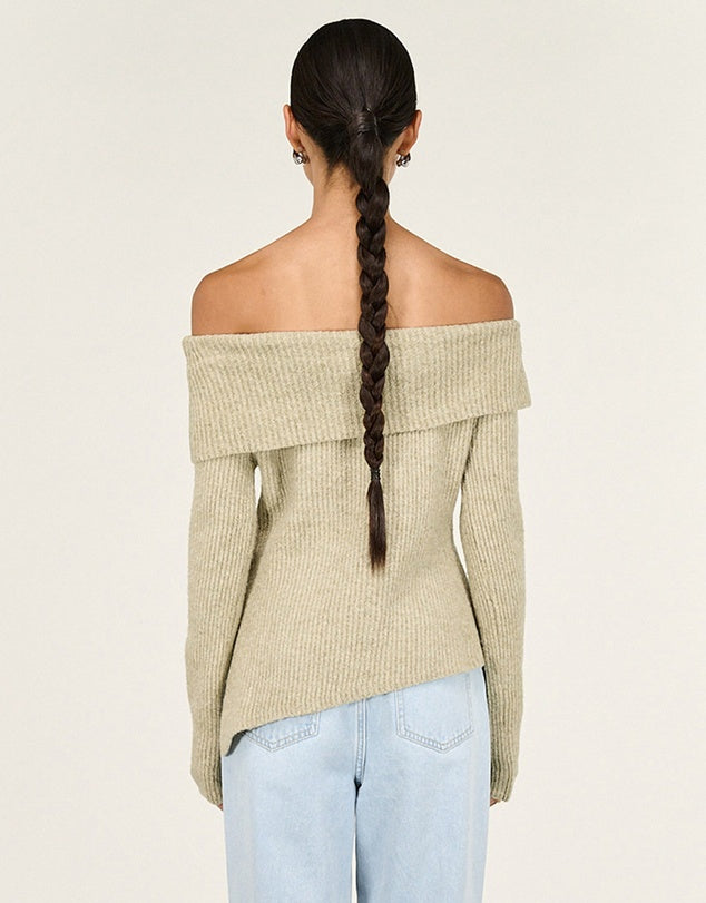 Staple The Label Alba Off Shoulder Knit - Moss