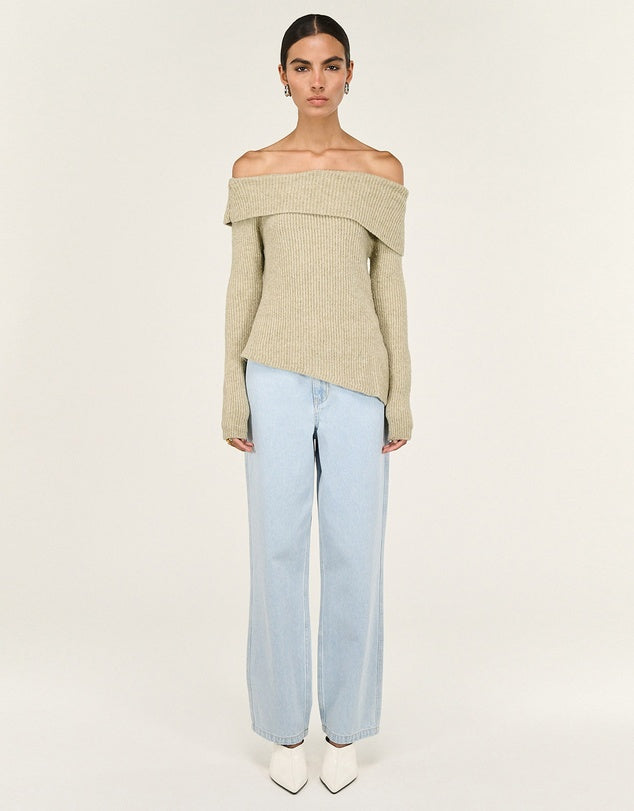 Staple The Label Alba Off Shoulder Knit - Moss