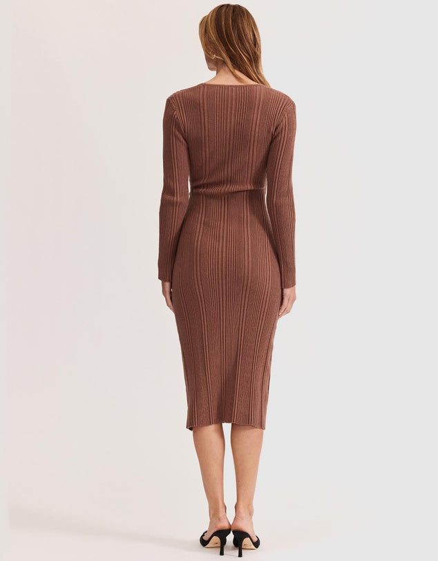 Staple The Label Maxine Wrap Front Knit Dress - Nutshell