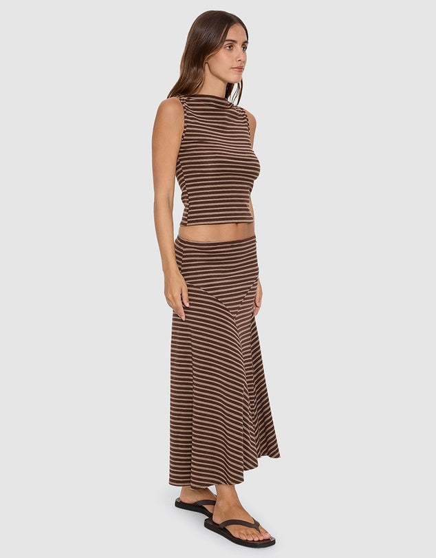 Thrills Best Of Luck Sienna Midi Skirt - Cocoa