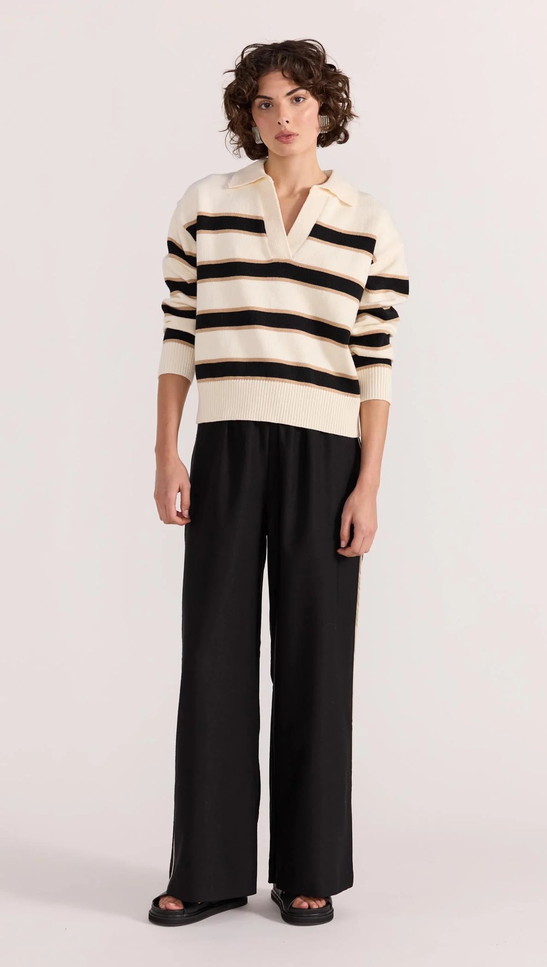 Staple The Label Hudson Polo Jumper - Cream/Black